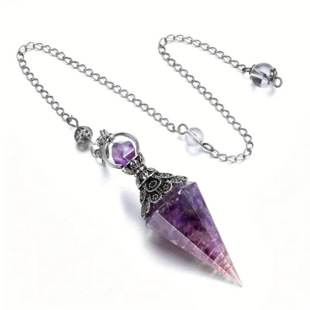 6-Faceted Orgone, Natural Chips & Resin Spirit Crystal Pendant Chakra